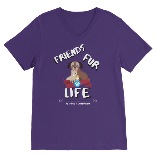 (White Lettering) Friends Fur Life Classic V-Neck T-Shirt