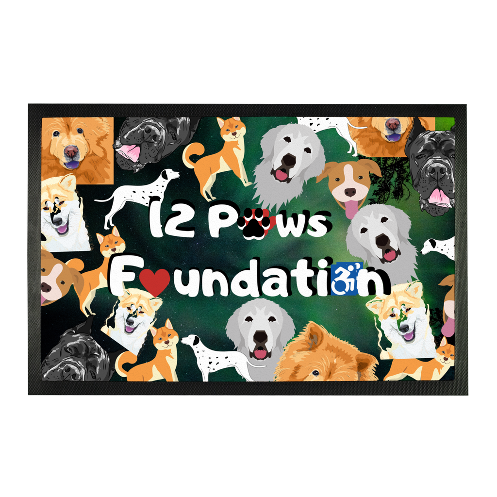 12 Paws Pattern Mask (Green) Sublimation Doormat