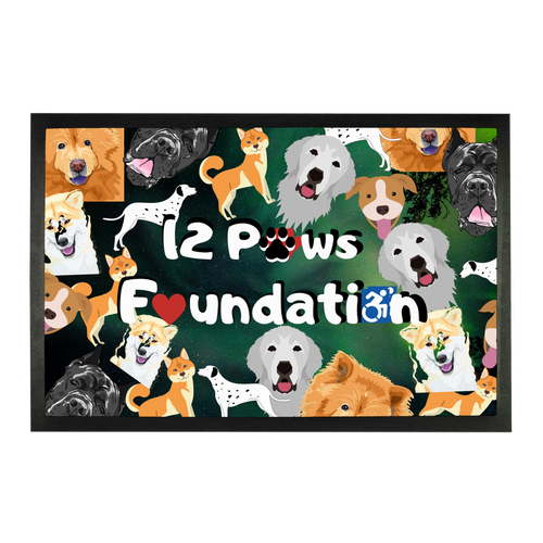 12 Paws Pattern Mask (Green) Sublimation Doormat