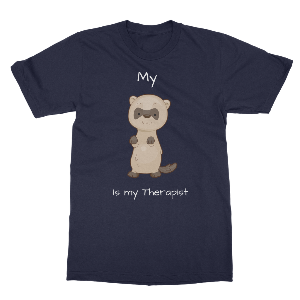 My Ferret is My Therapist (White) Classic Adult T-Shirt