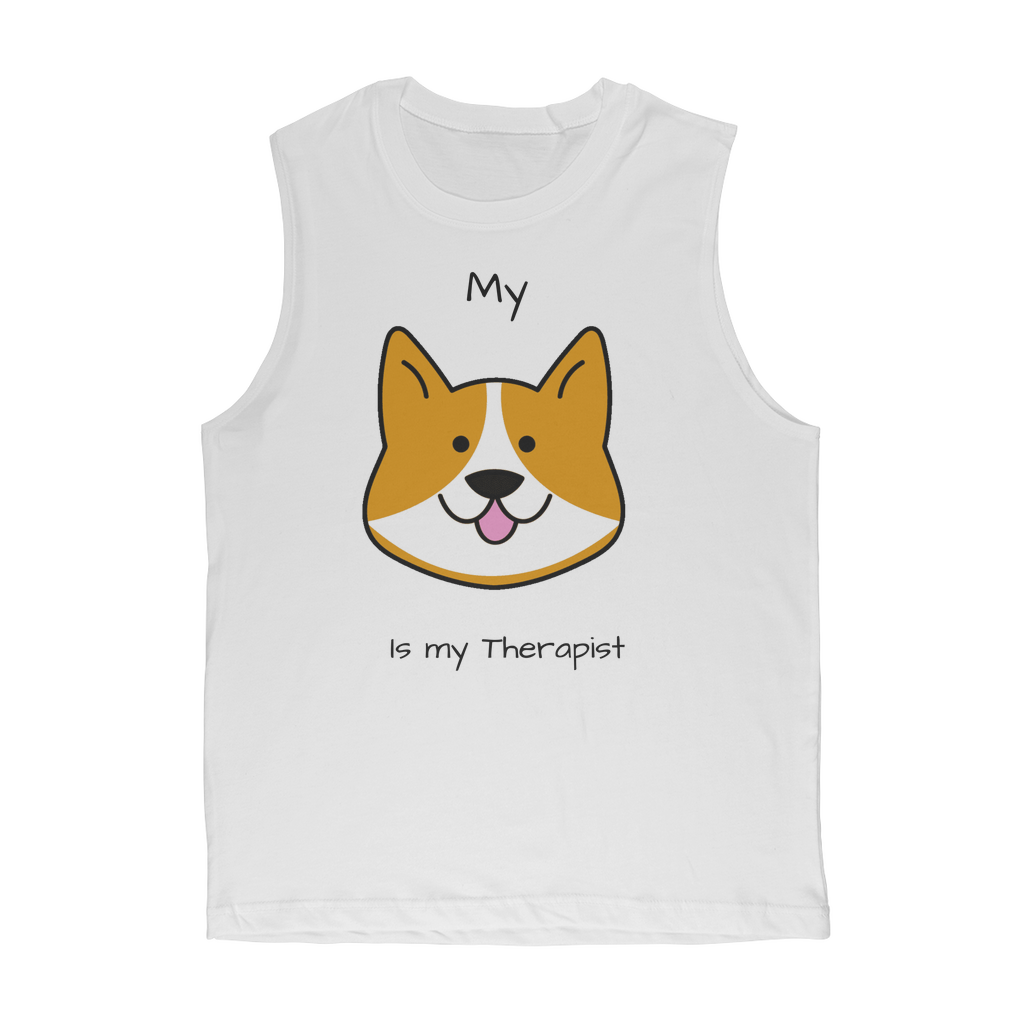 (Black) My Dog is my Therapist Classic Adult Muscle Top