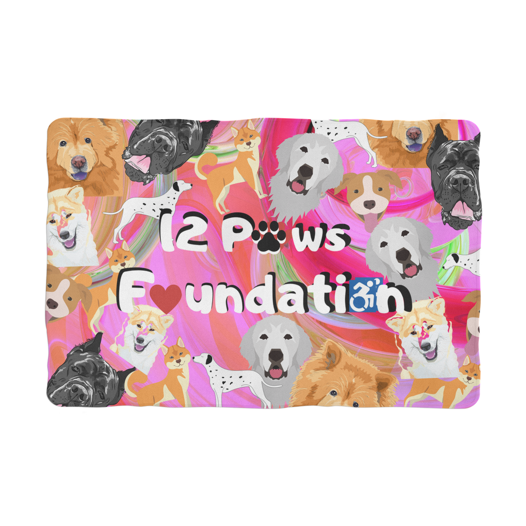(Pink) 12 Paws Pattern Mask Sublimation Pet Blanket