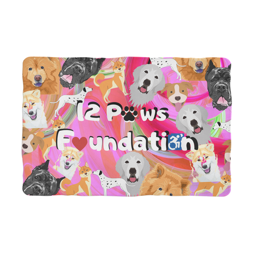 (Pink) 12 Paws Pattern Mask Sublimation Pet Blanket