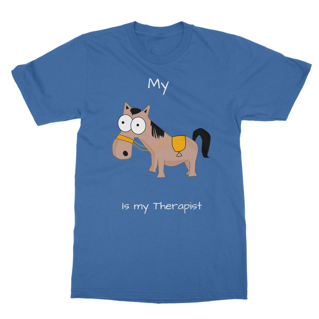My Crazy Horse is my Therapist (White) Classic Adult T-Shirt