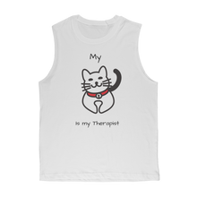 Load image into Gallery viewer, (Black) My Cat is My Therapist Classic Adult Muscle Top