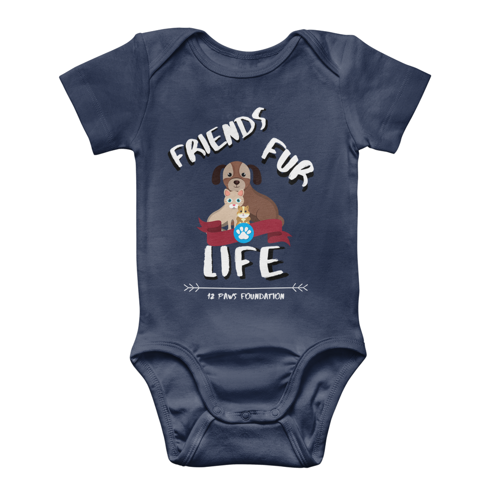 (White Lettering) Friends Fur Life Classic Baby Onesie Bodysuit
