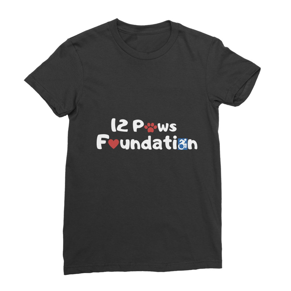 (White Lettering) 12 Paws Foundation Classic Women's T-Shirt