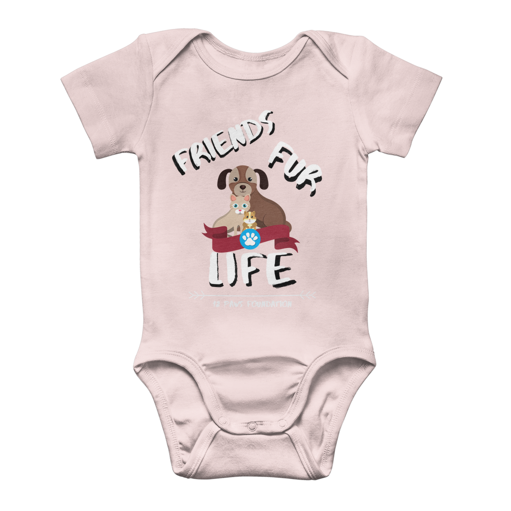 (White Lettering) Friends Fur Life Classic Baby Onesie Bodysuit