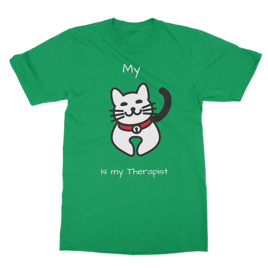My Cat is My Therapist (White) Classic Adult T-Shirt