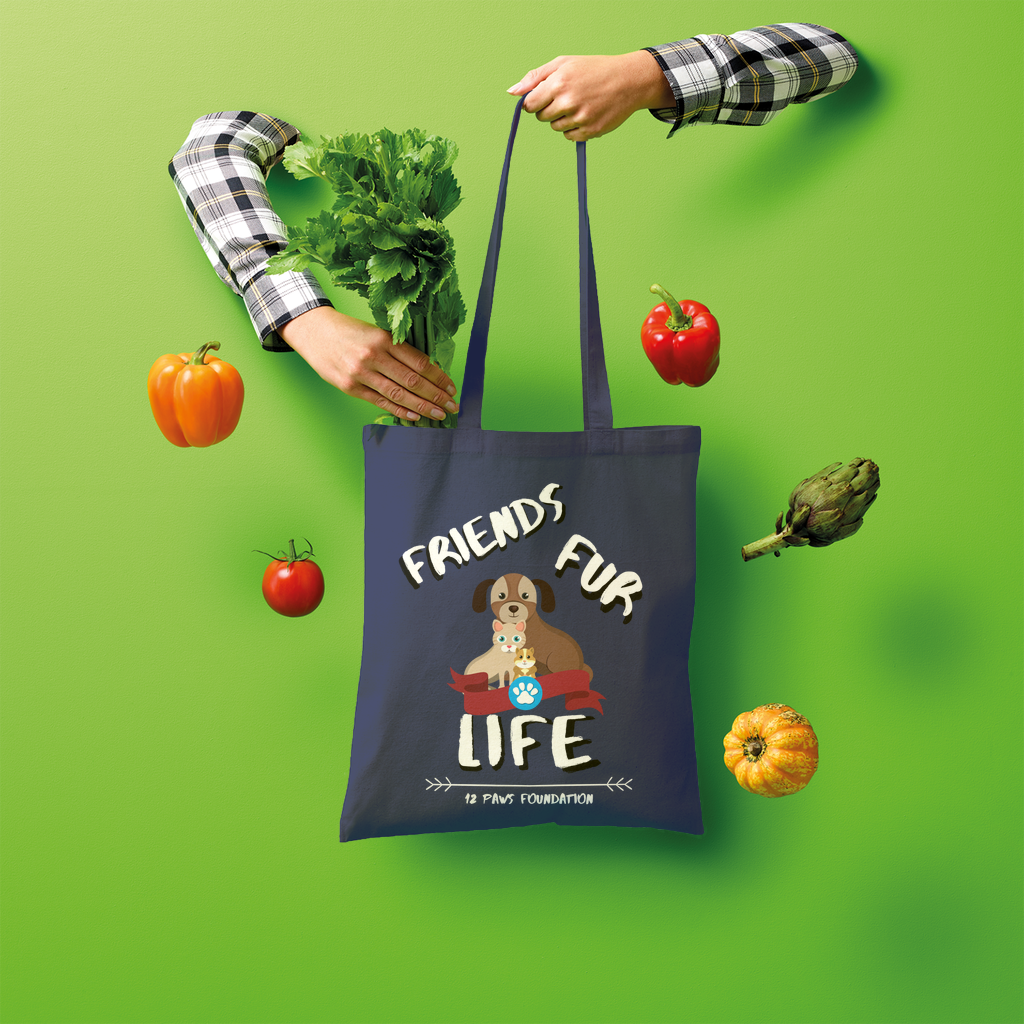 (White Lettering) Friends Fur Life Shopper Tote Bag