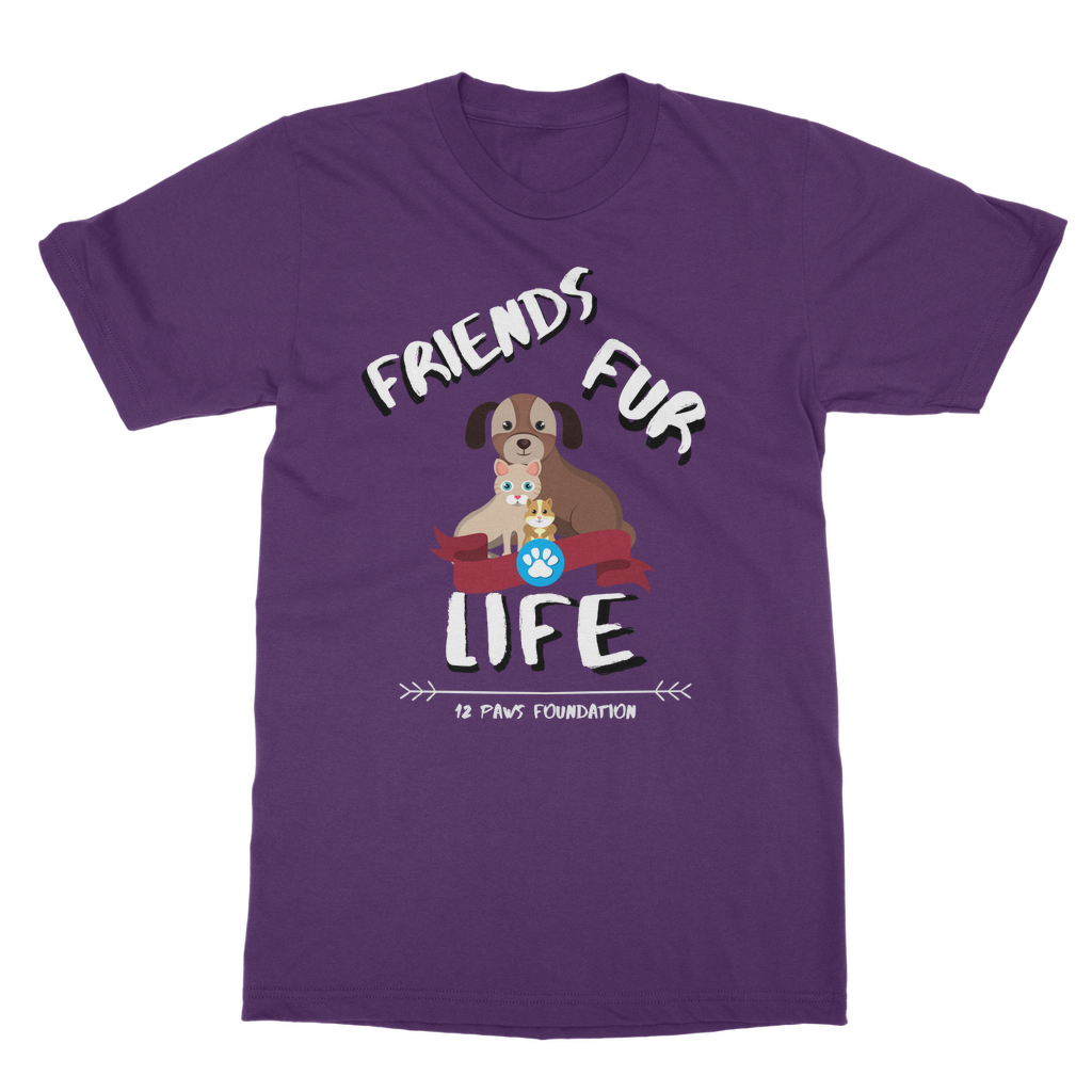 (White Lettering) Friends Fur Life Classic Adult T-Shirt
