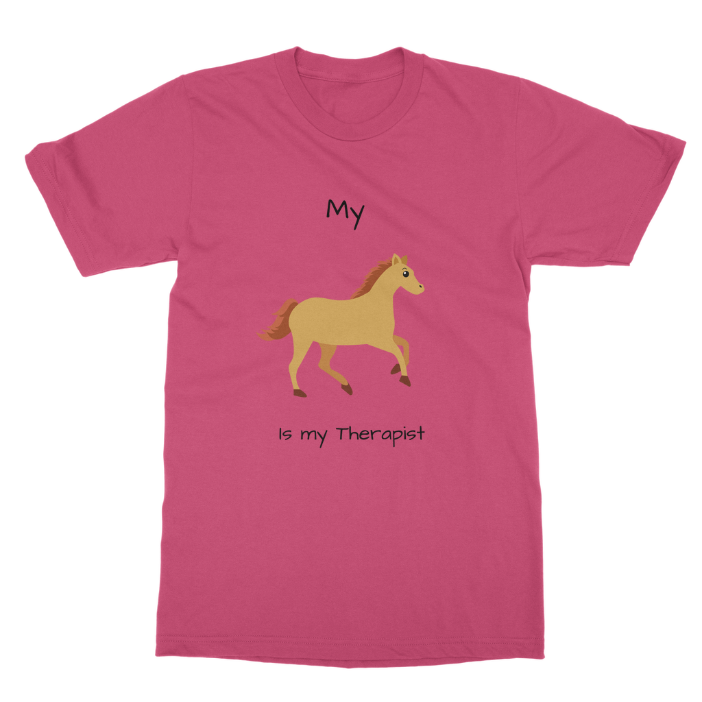 My Horse is My Therapist (Black) Classic Adult T-Shirt