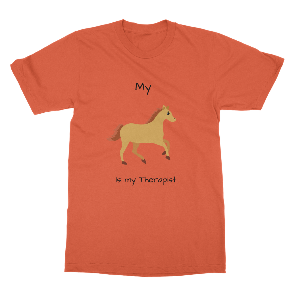 My Horse is My Therapist (Black) Classic Adult T-Shirt