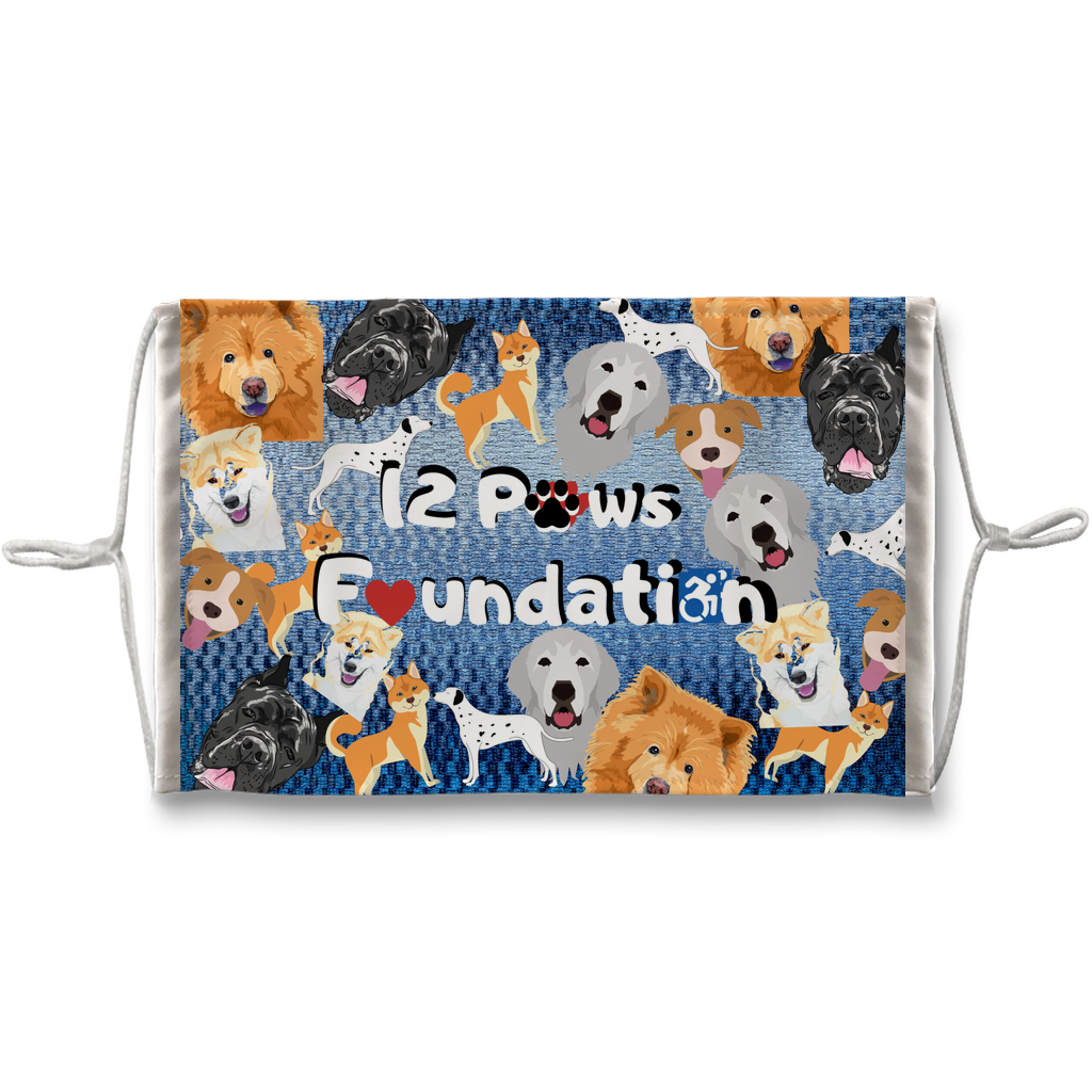 (Sky Blue) 12 Paws Pattern Mask Sublimation Face Mask + 10 Replacement Filters