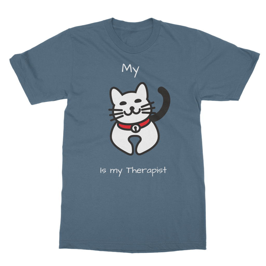 My Cat is My Therapist (White) Classic Adult T-Shirt