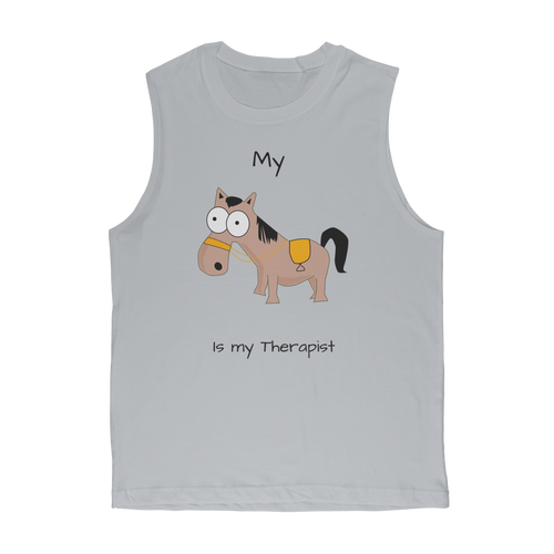 My Crazy Horse is My Therapist (Black) Classic Adult Muscle Top