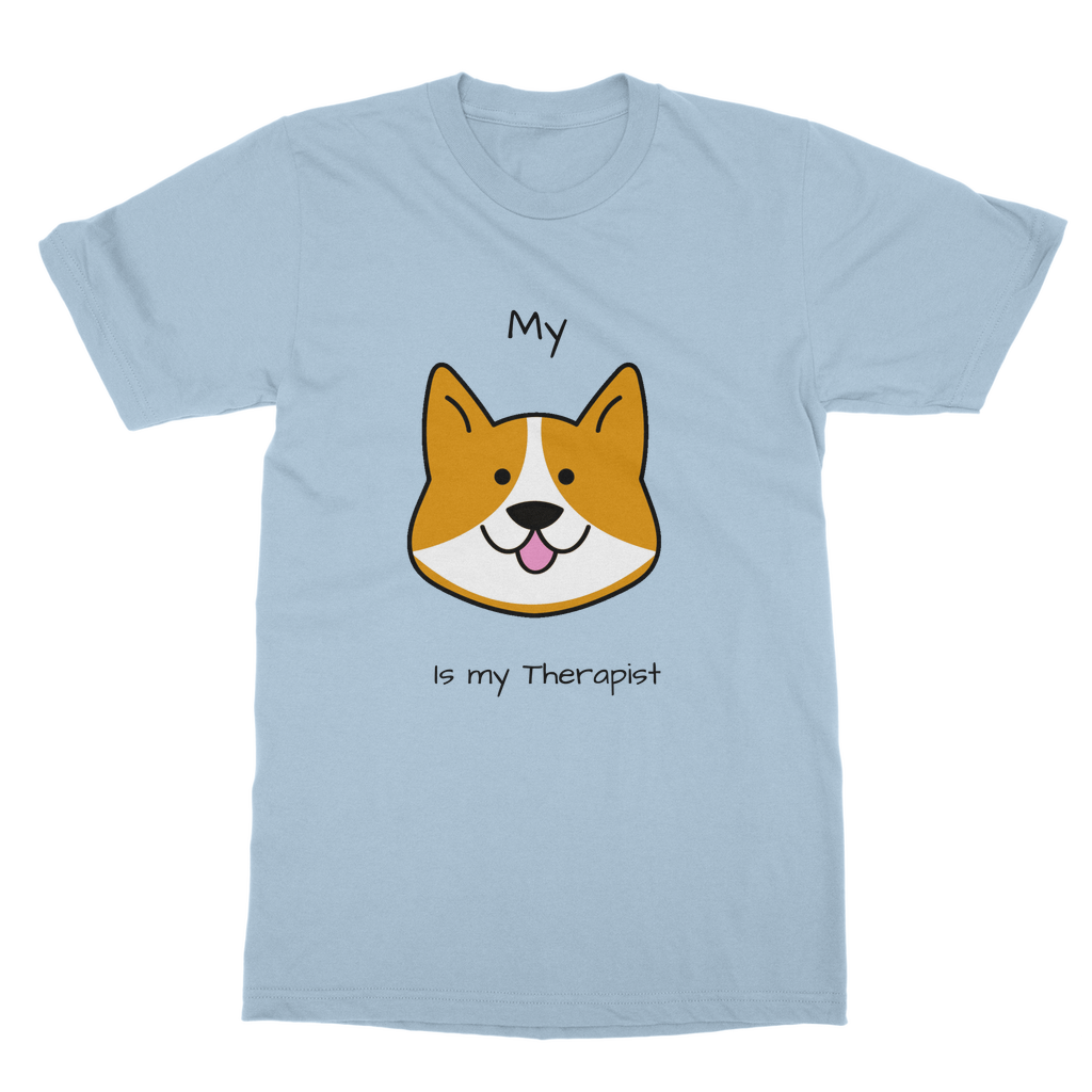 (Black) My Dog is my Therapist Classic Heavy Cotton Adult T-Shirt