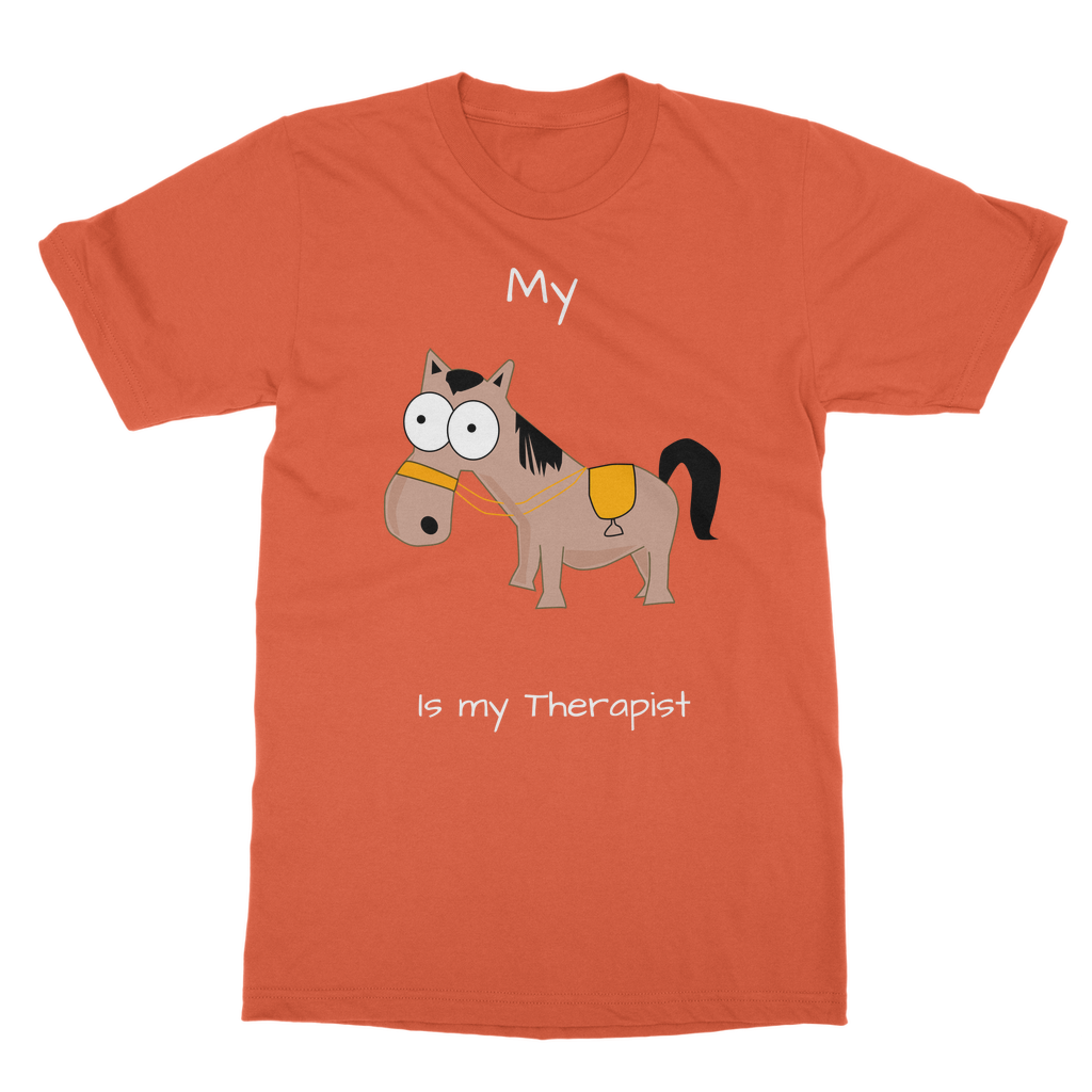 My Crazy Horse is my Therapist (White) Classic Adult T-Shirt