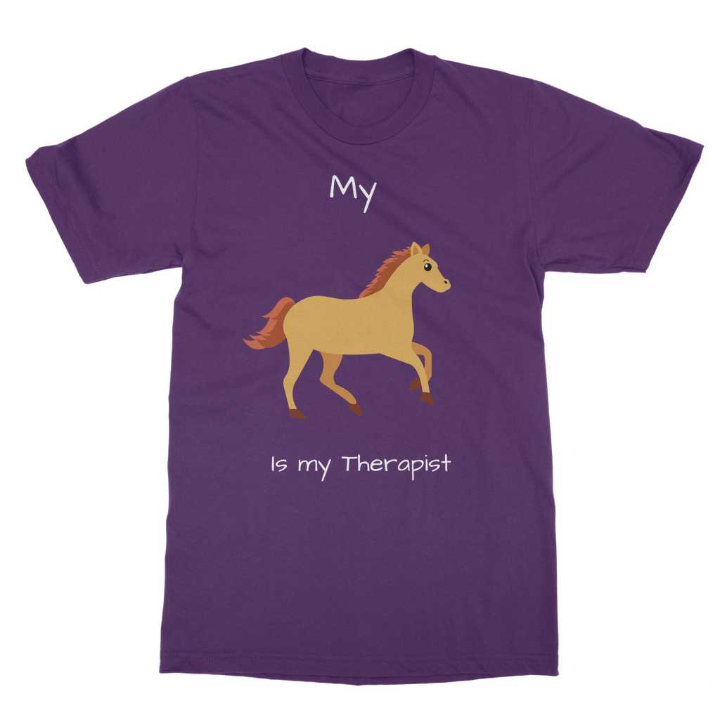 My Horse is My Therapist (White) Classic Adult T-Shirt