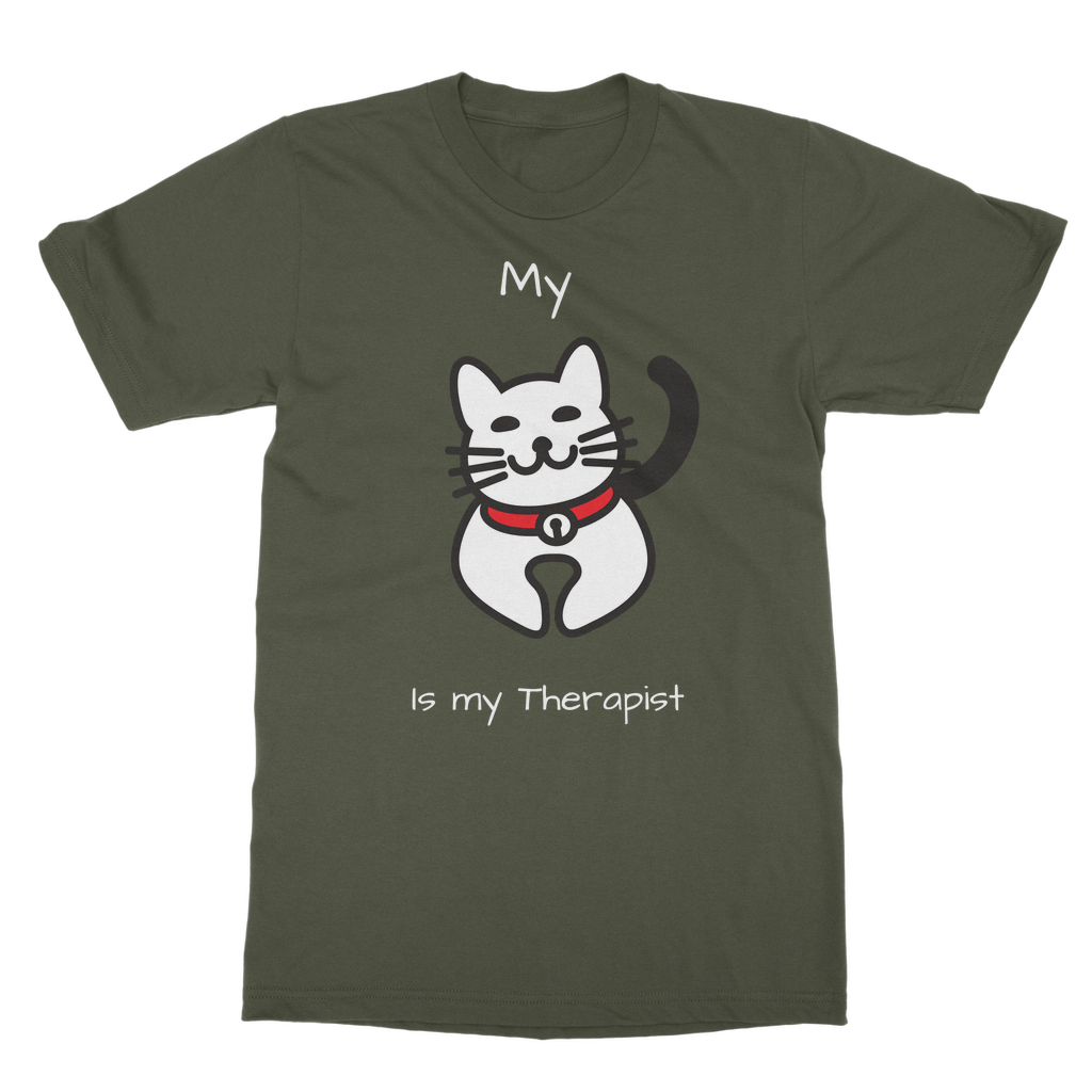 My Cat is My Therapist (White) Classic Adult T-Shirt