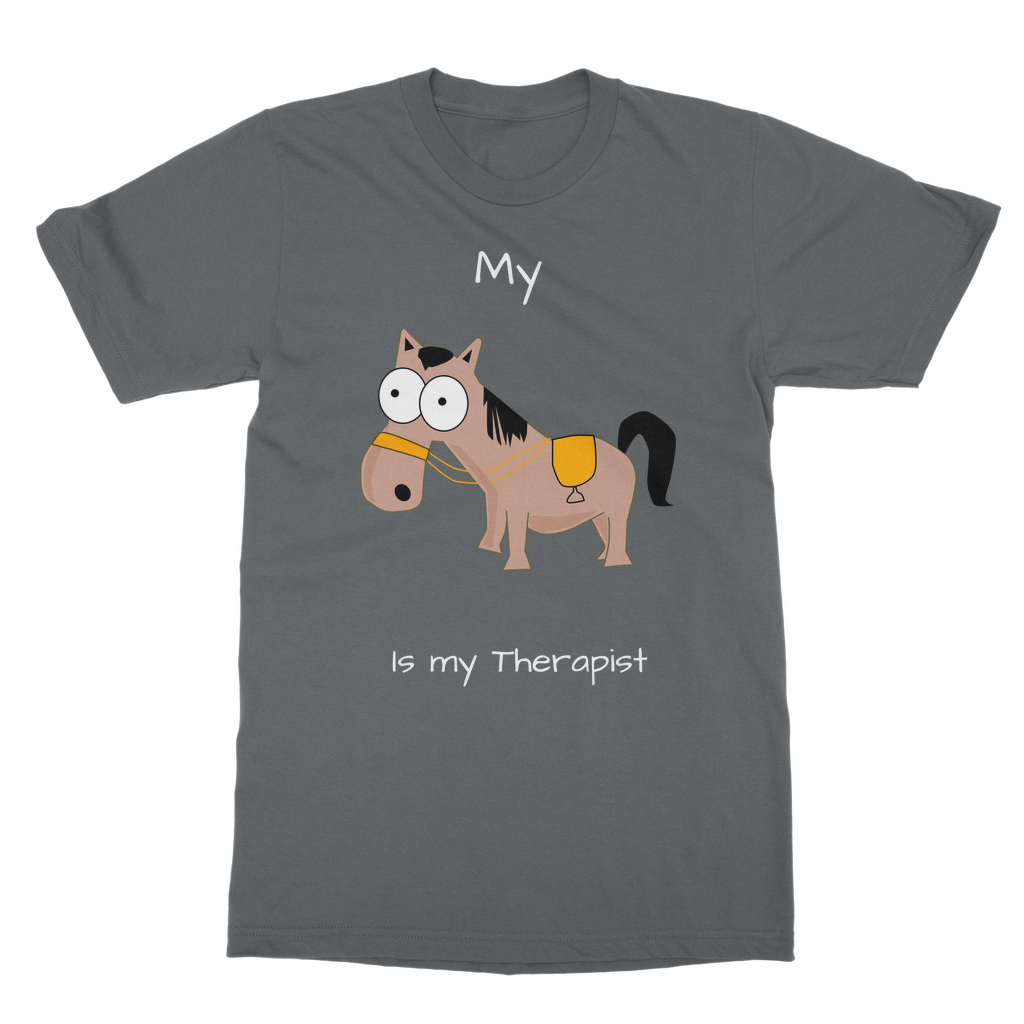 My Crazy Horse is my Therapist (White) Classic Adult T-Shirt