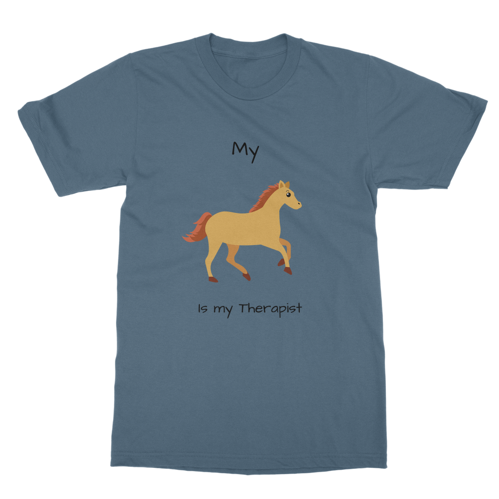 My Horse is My Therapist (Black) Classic Adult T-Shirt