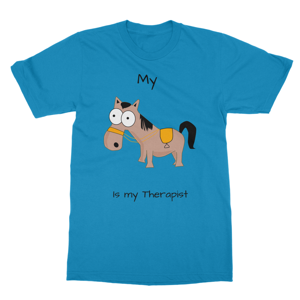 My Crazy Horse is My Therapist (Black) Classic Adult T-Shirt