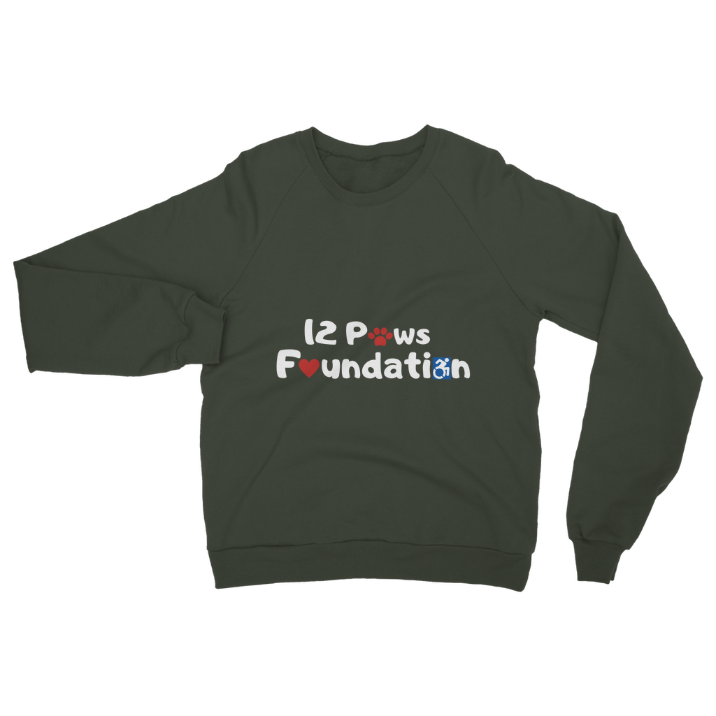 (White Lettering) 12 Paws Foundation Classic Adult Sweatshirt