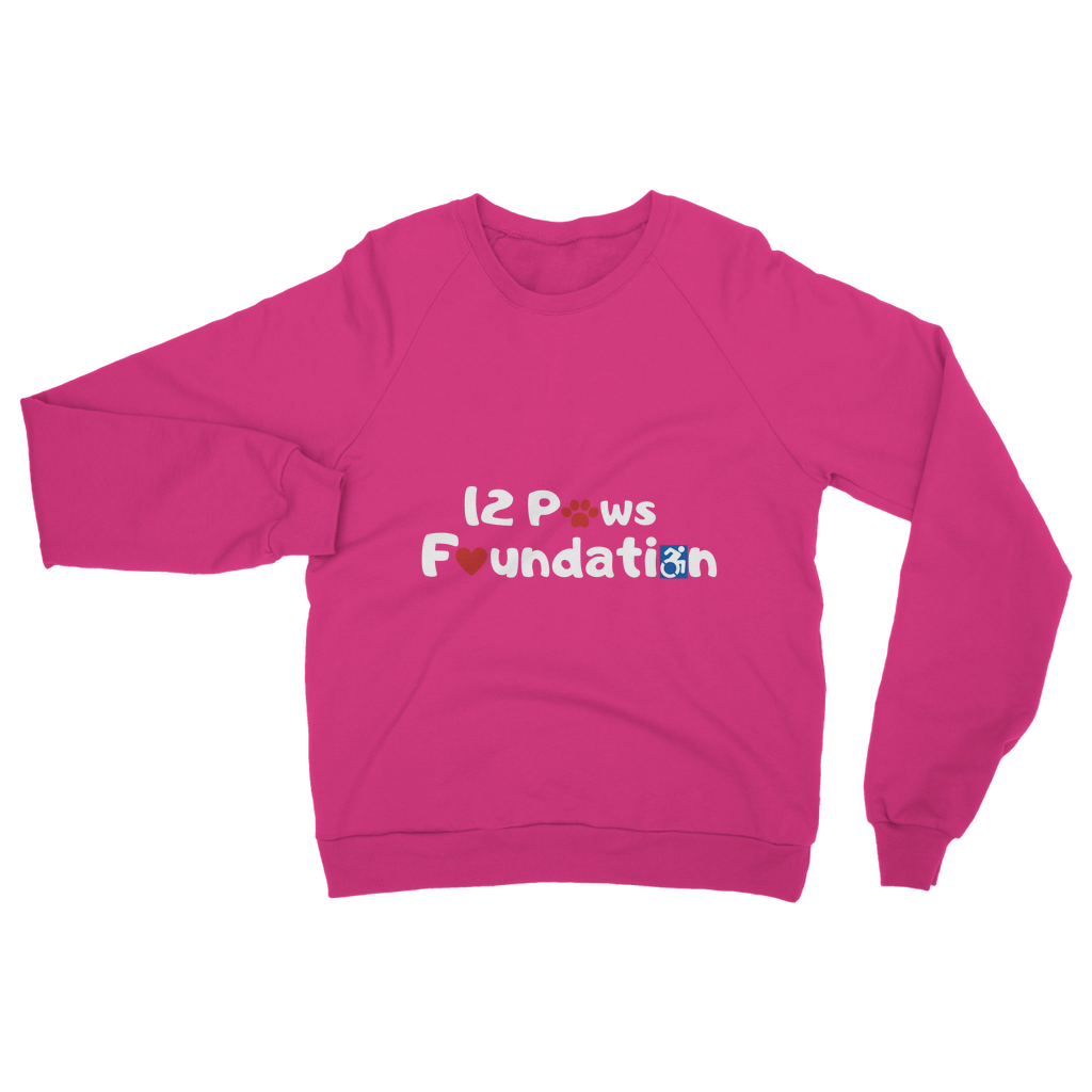 (White Lettering) 12 Paws Foundation Classic Adult Sweatshirt