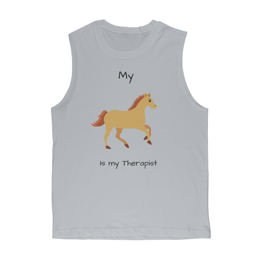 My Horse is My Therapist (Black) Classic Adult Muscle Top