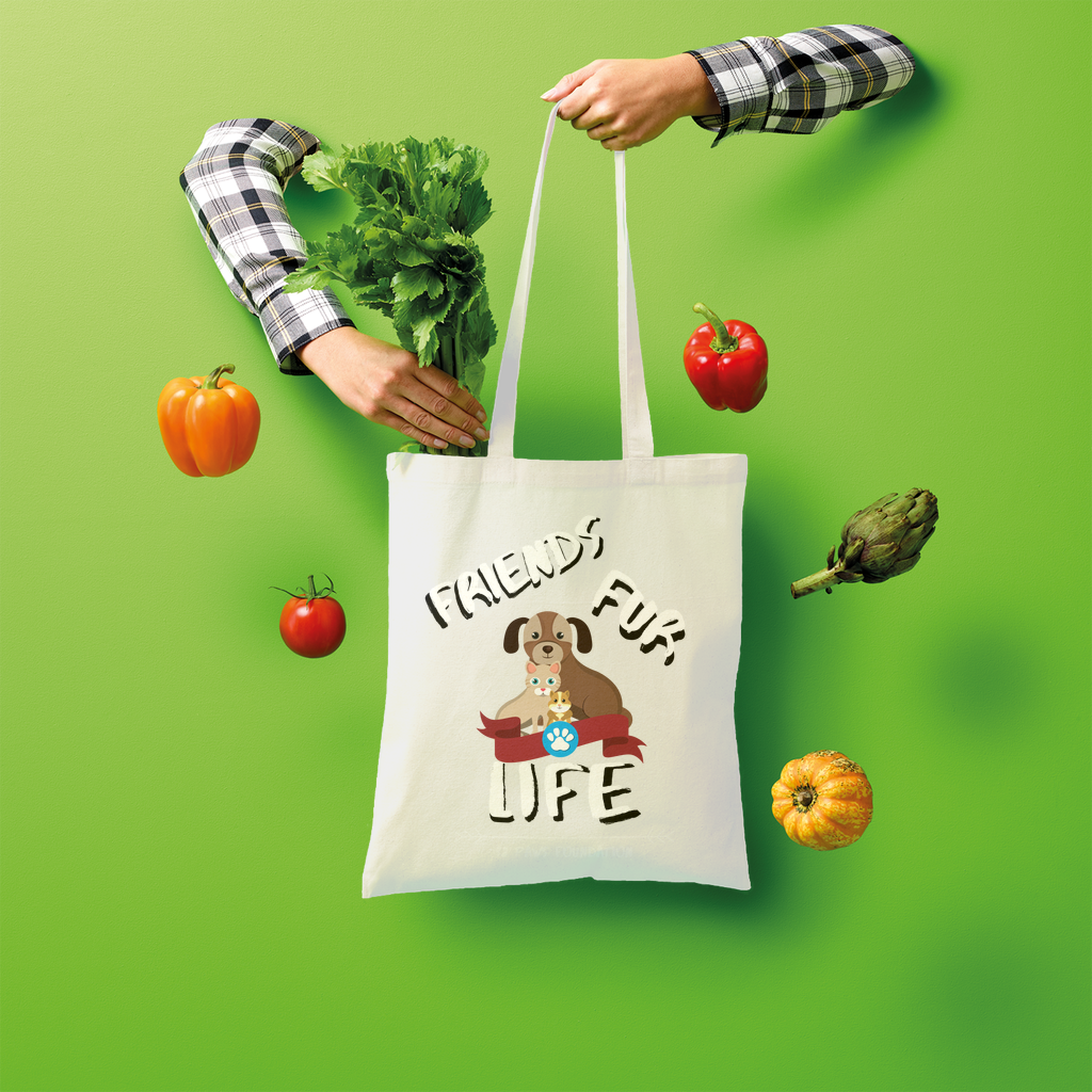 (White Lettering) Friends Fur Life Shopper Tote Bag