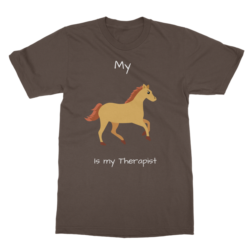My Horse is My Therapist (White) Classic Adult T-Shirt
