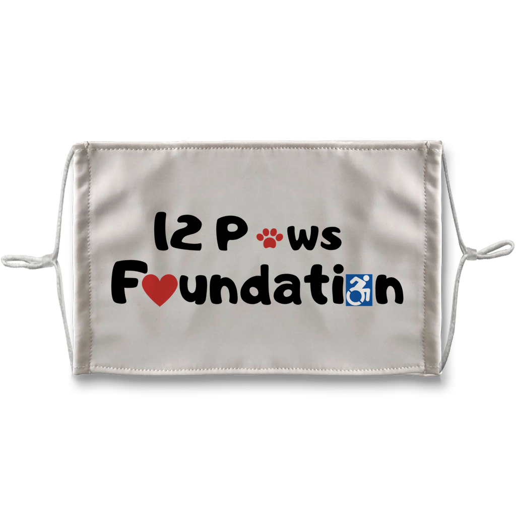 (Black Lettering) 12 Paws Foundation Sublimation Face Mask + 10 Replacement Filters