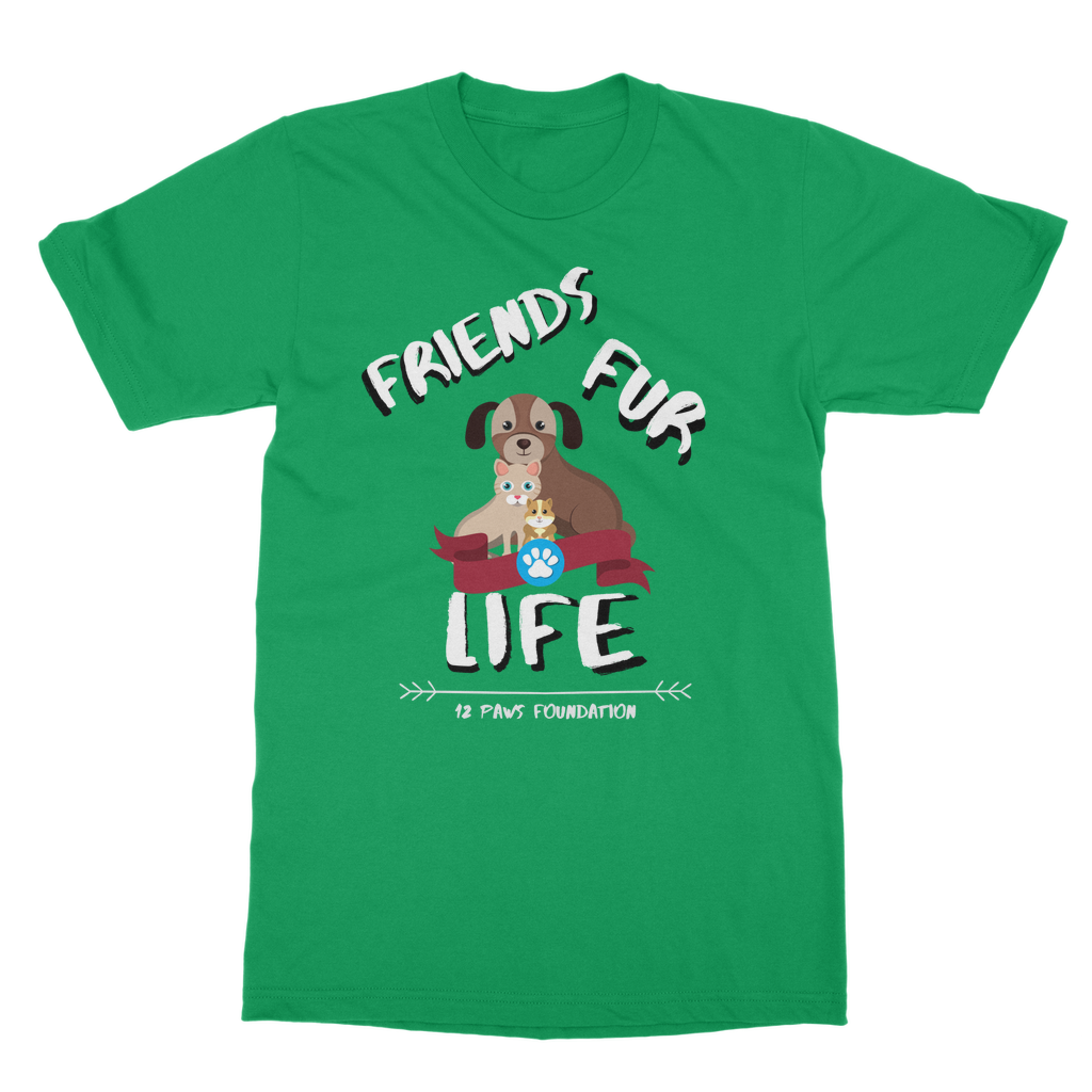 (White Lettering) Friends Fur Life Classic Adult T-Shirt