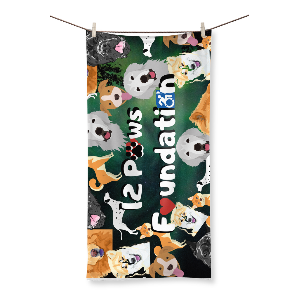 12 Paws Pattern Mask (Green) Sublimation All Over Towel
