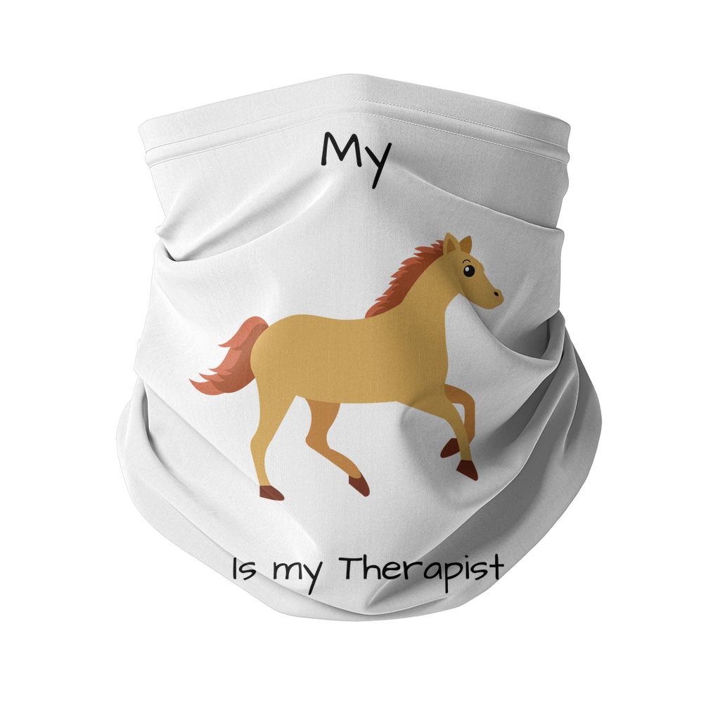 My Horse is My Therapist (Black) Sublimation Neck Gaiter