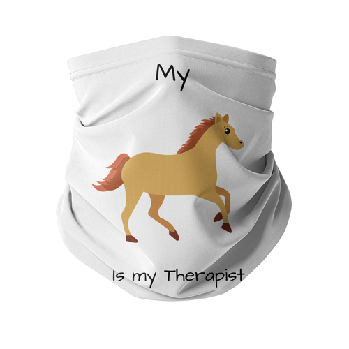 My Horse is My Therapist (Black) Sublimation Neck Gaiter