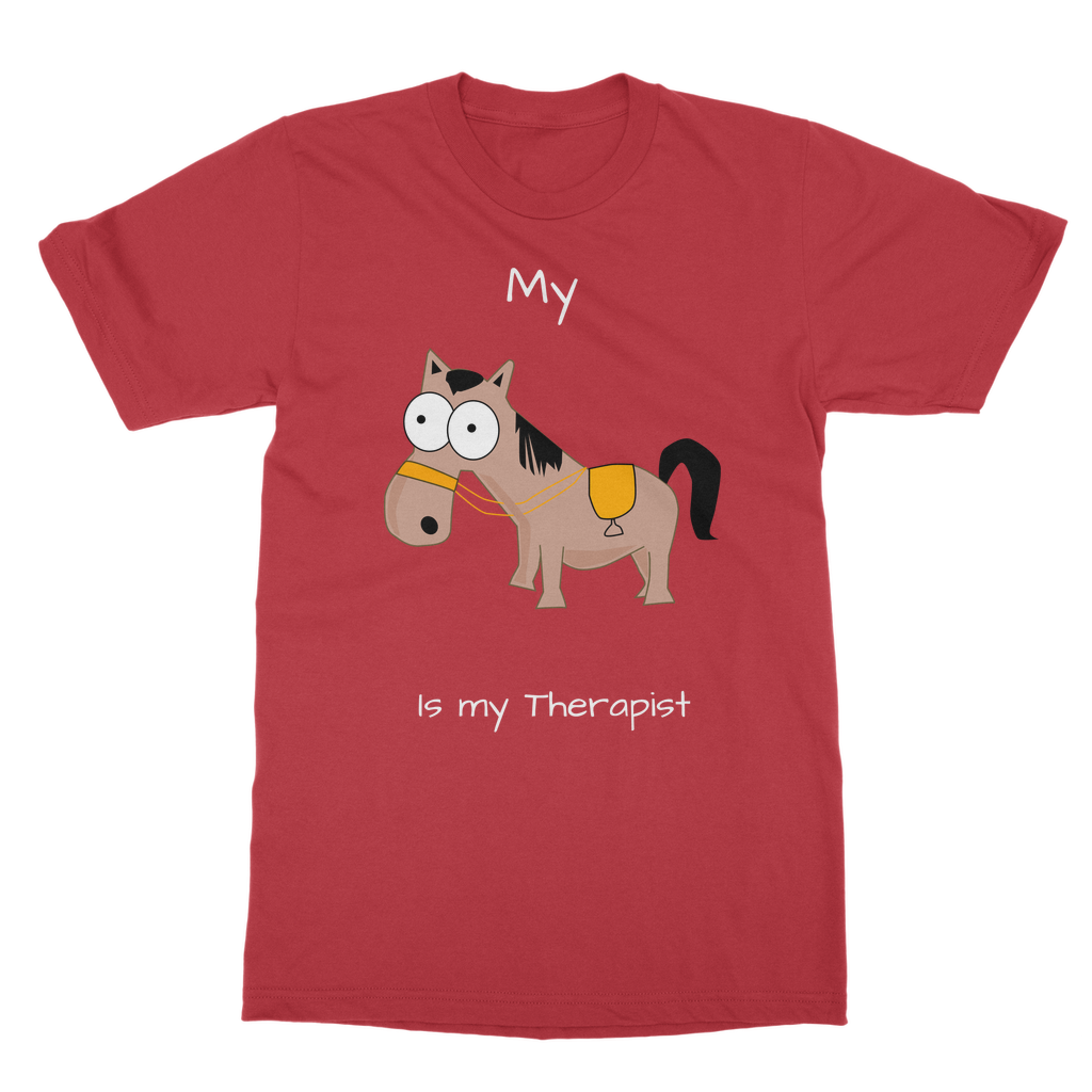 My Crazy Horse is my Therapist (White) Classic Adult T-Shirt