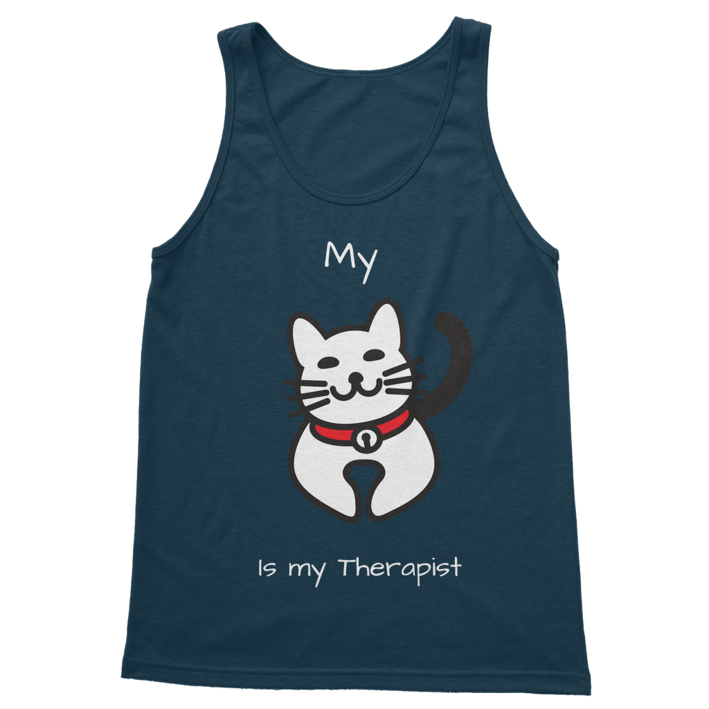 My Cat is My Therapist (White) Classic Women's Tank Top