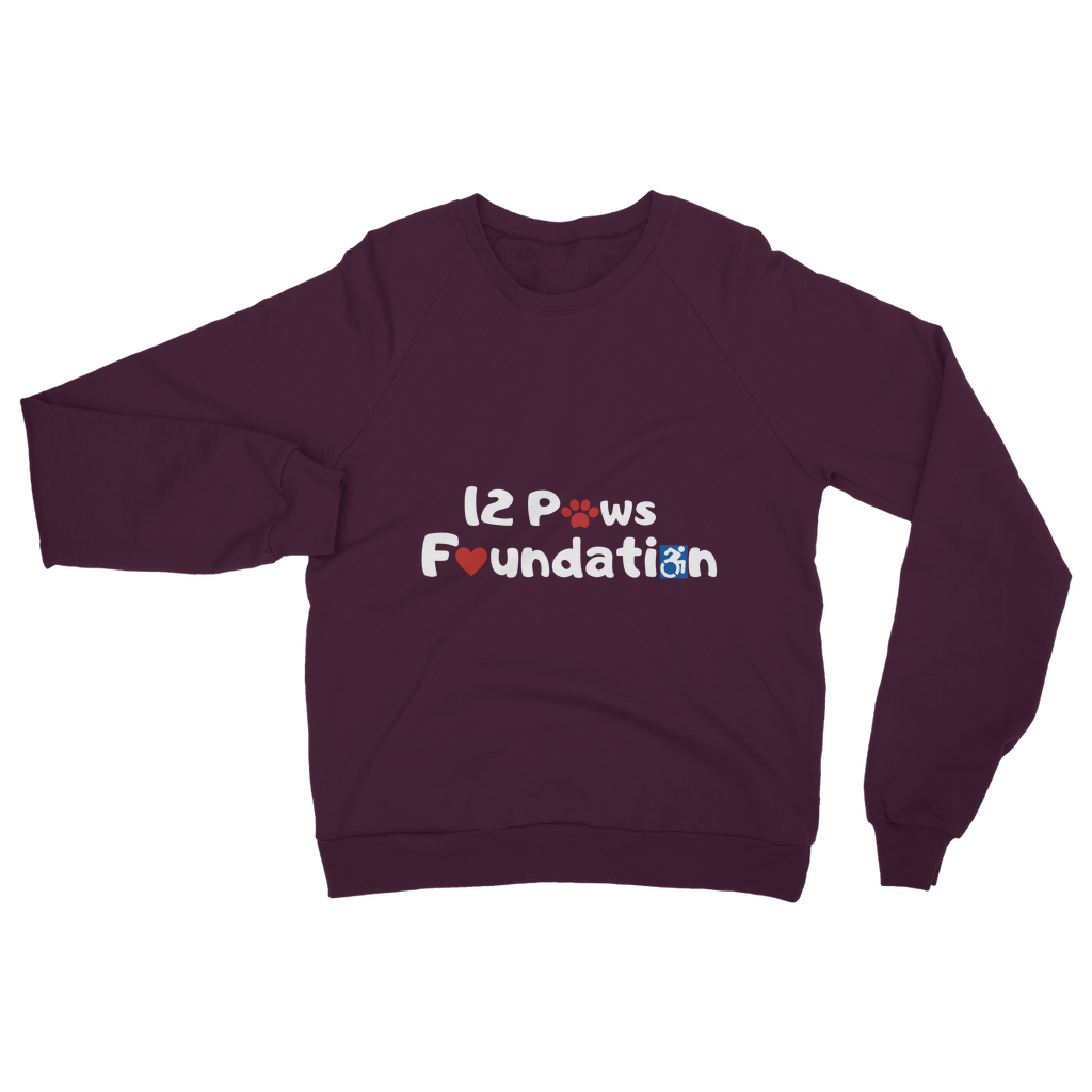 (White Lettering) 12 Paws Foundation Classic Adult Sweatshirt