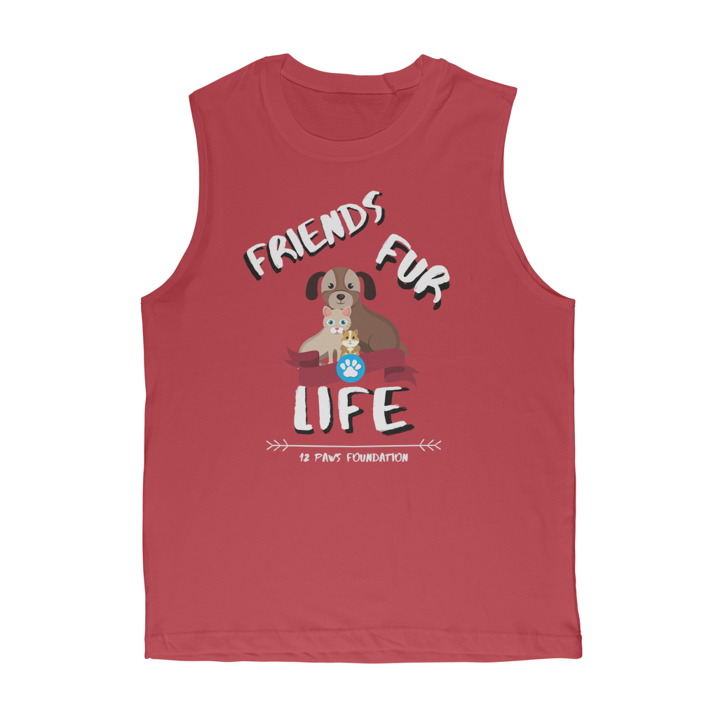 (White Lettering) Friends Fur Life Classic Adult Muscle Top