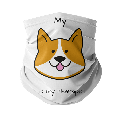 (Black) My Dog is my Therapist Sublimation Neck Gaiter