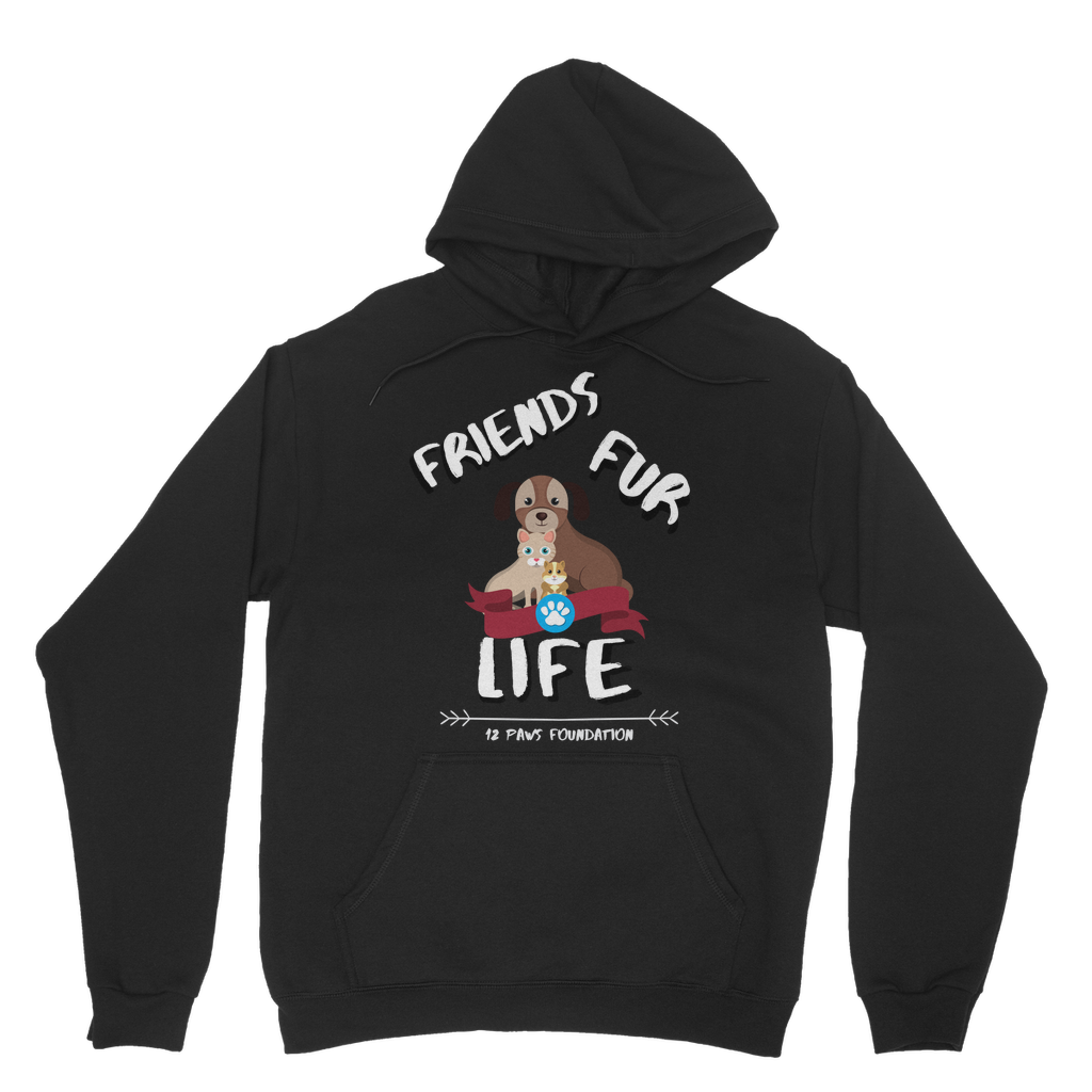(White Lettering) Friends Fur Life Classic Adult Hoodie