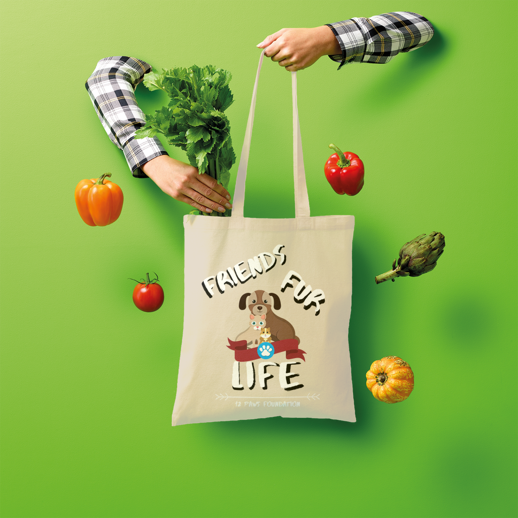 (White Lettering) Friends Fur Life Shopper Tote Bag