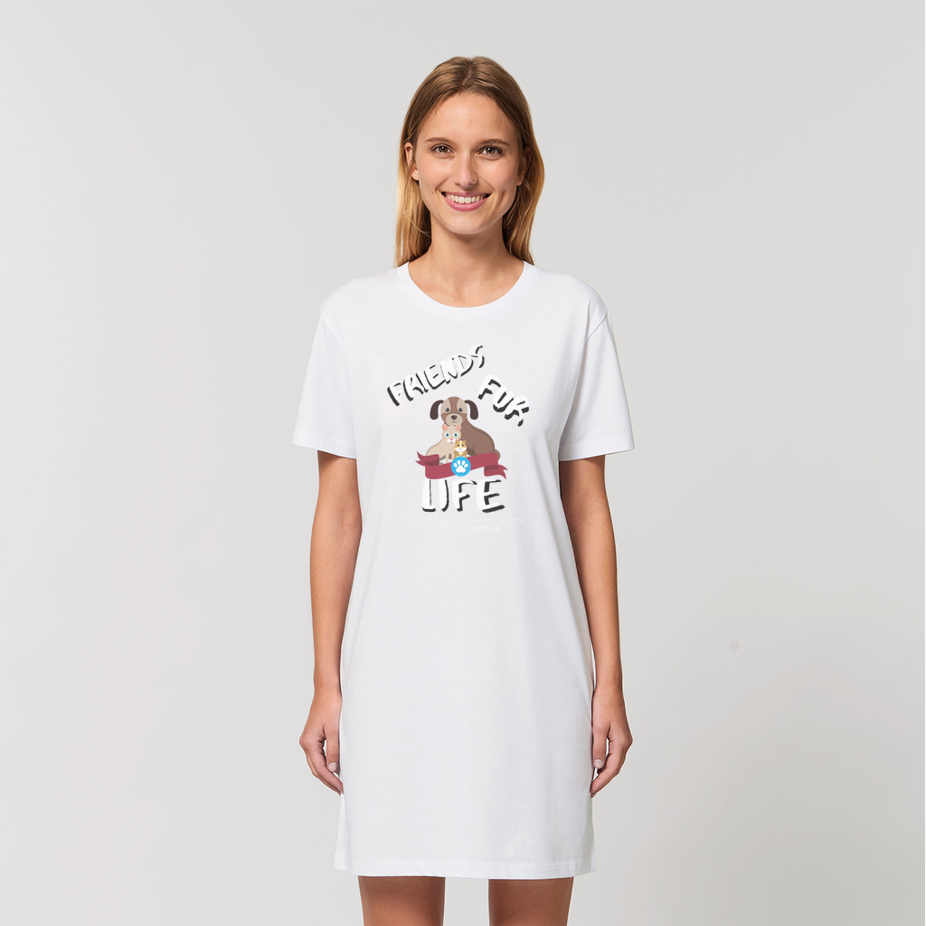 (White Lettering) Friends Fur Life Organic T-Shirt Dress