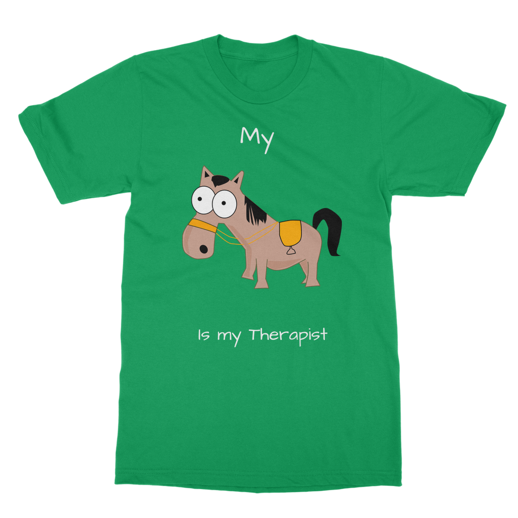 My Crazy Horse is my Therapist (White) Classic Adult T-Shirt