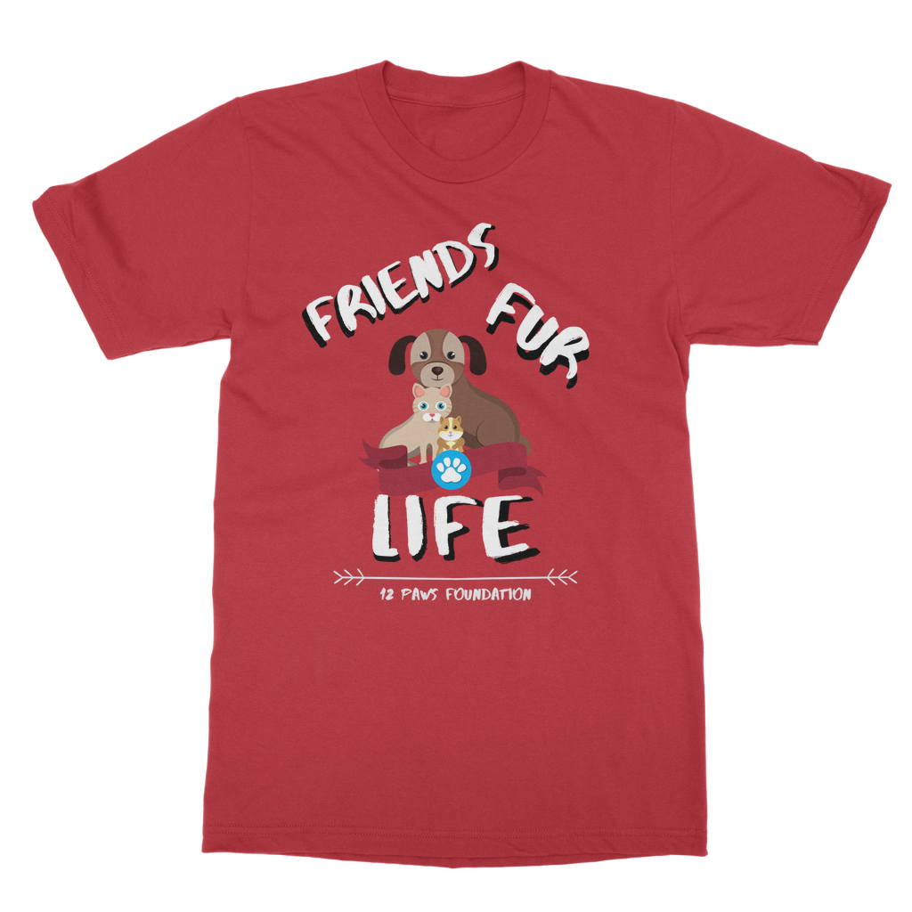 (White Lettering) Friends Fur Life Classic Adult T-Shirt