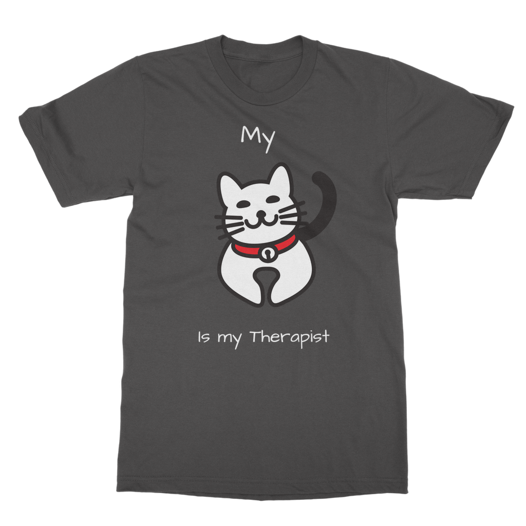 My Cat is My Therapist (White) Classic Adult T-Shirt