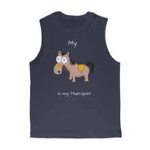 Load image into Gallery viewer, My Crazy Horse is my Therapist (White) Classic Adult Muscle Top