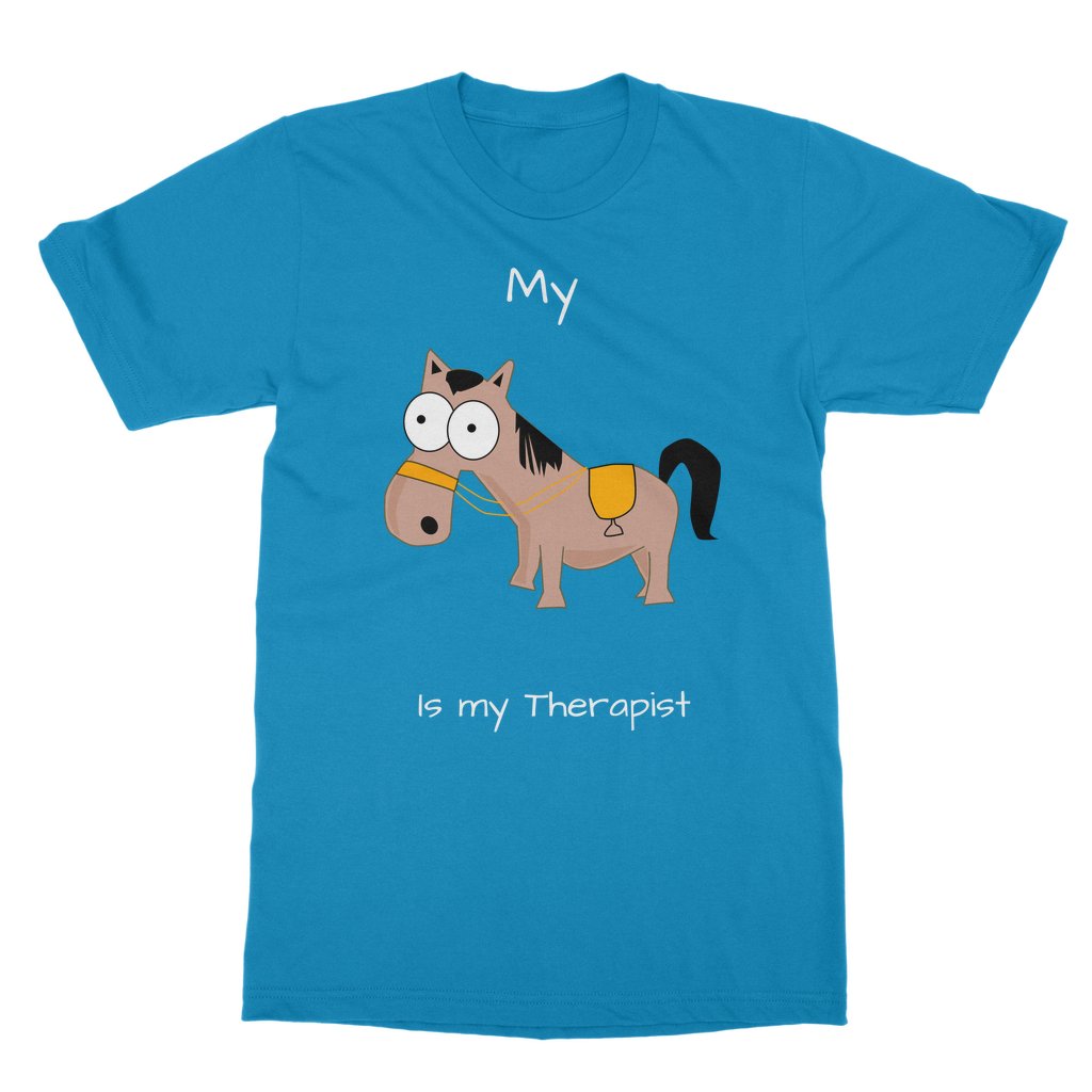 My Crazy Horse is my Therapist (White) Classic Adult T-Shirt